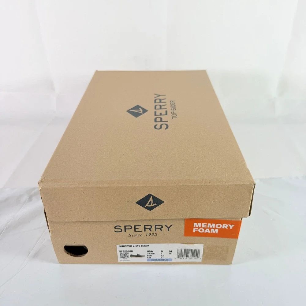Sperry Surveyor 2-Eye Black Men Boat Shoe Size 9 New‎